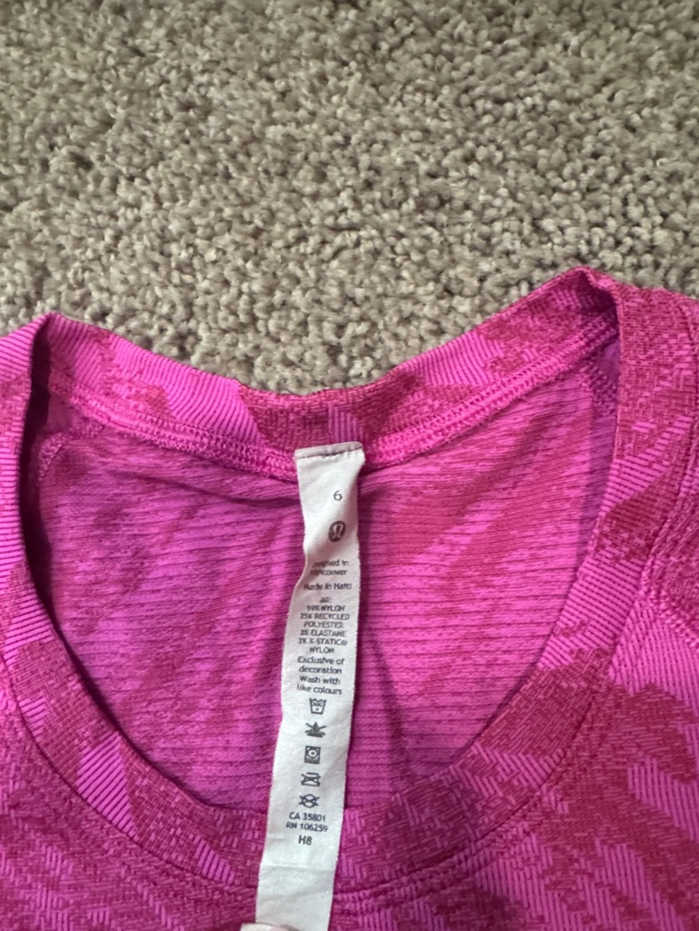 lululemon athletica Hot Pink Short Sleeve Performance Tee - Picture 2 of 2